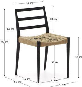 Fekete-natúr színű tölgyfa étkezőszék szett 2 db-os Analy – Kave Home