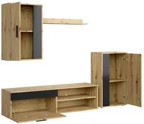 Benson 4 részes nappali szett kézműves tölgy, fekete