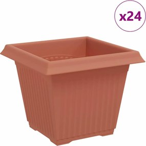 vidaXL Négyzet Virágcserép 24 pcs Tégla Vörös 20 x 20 x 16 cm Műanyag