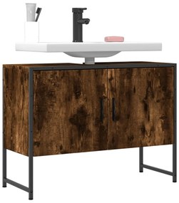 füstös tölgy szerelt fa fürdőszobai mosdószekrény 80x33x60 cm