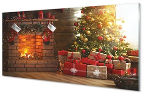 Akrilkép Kandalló Karácsonyi ajándékok 120x60 cm
