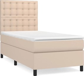 vidaXL cappuccino színű műbőr rugós ágy matraccal 80 x 200 cm