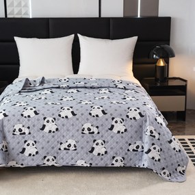 Ágytakaró mintával PANDA szürke Méret: 170 x 210 cm