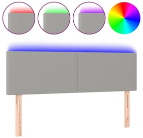 világosszürke szövet LED-es fejtámla 144 x 5 x 78/88 cm