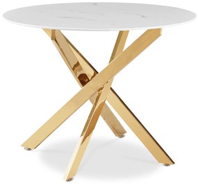 BALI asztal, 100 cm, fehér márvány/arany