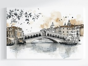 Vászonkép Canvas Város Panoráma Velence Híd Rialto Vázlat 60x40