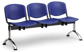 ISO II műanyag pad, 3 üléses - króm lábak, fekete