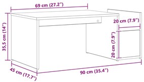 Fekete Tölgy Kávézó Asztal 90x45x35 cm Műgyanta