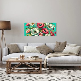 Kép - Virágok kék háttéren (120x50 cm)