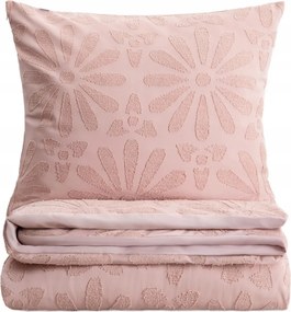 Silva mikroszálas ágyneműhuzat virágmintás varrásokkal rózsaszín 140x2