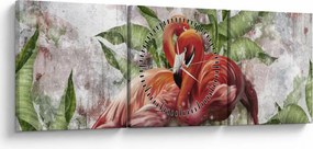 Kép - Flamingók (órával) (90x30 cm)