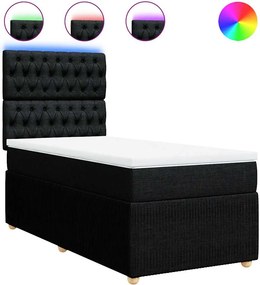 vidaXL fekete szövet rugós ágy matraccal 80 x 200 cm