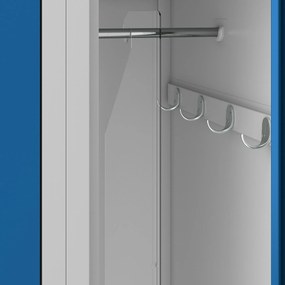 Pléh öltözőszekrény talpazaton, négymodulos, polcokkal KACPER II, 600 x 1800 x 500 mm, kék
