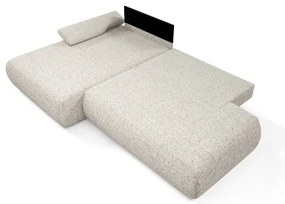 PRATO L alakú balos kihúzható sarokkanapé tárolóval, bézs