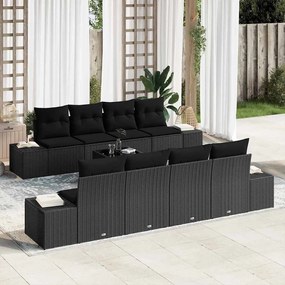 Kerti Kanapé Szett párnával 7 pcs Fekete 294 x 62 x 69 cm