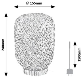 Rabalux 74016 - ALINAFE asztali lámpa 1xE14/25W/230V rattan