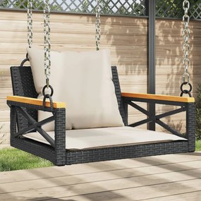 vidaXL fekete polyrattan hintapad párnákkal 63 x 62 x 40 cm