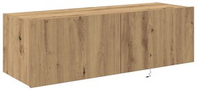 TV faliszekrény LED világítással, Kézműves tölgy 100x35x31 cm