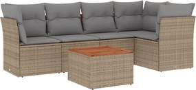 vidaXL 6 részes bézs polyrattan kerti ülőgarnitúra párnával