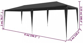 antracitszürke PE rendezvénysátor 3 x 6 m