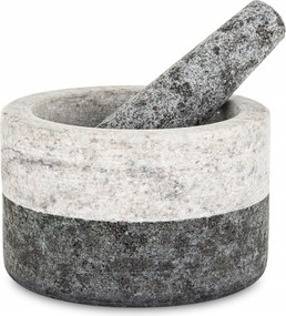 Márvány mozsár szürke fekete kétszínű funkcionális zúzó dekoráció