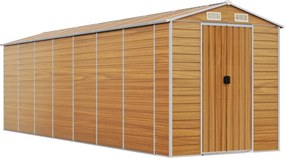 vidaXL világosbarna horganyzott acél kerti fészer 191 x 640 x 198 cm