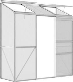 Outsunny Üvegház, Falhoz Illeszkedő Üvegház Csúszó Ajtóval, Hajtható Tetőablakokkal, Paradicsomház, Növényház Kerthez, Polikarbonát és Alumínium Anyag