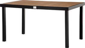 Outsunny 6 Fős Kerti Asztal - Alumínium Étkezőasztal Kerti Bútor - Könnyen Tisztítható Műanyag - Természetes és Fekete 140 x 90 x 74 cm | Aosom