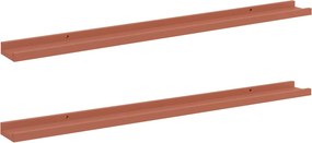 vidaXL Falpolc polcokkal tárolóval 2 pcs Piros 100 x 9 x 3 cm Faanyag