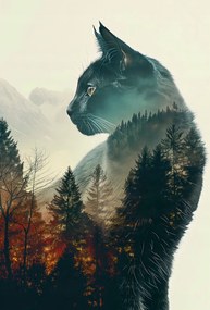 Poszter 67,5x100cm Macskaszellem erdő