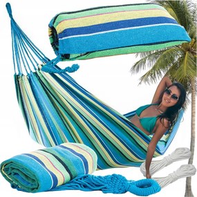 Csíkos kerti függőágy színes egyszemélyes 200x80 huzat tok