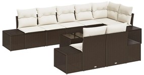 Kerti Kanapé Szett 9 pcs Barna és krémszínű 319 x 154 x 85 cm