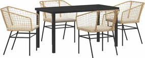 vidaXL Kert étkező szett 5 pcs Barna polirattan