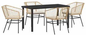vidaXL Kert étkező szett 5 pcs Barna polirattan