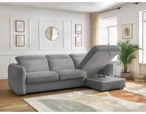 Világosszürke kinyitható sarokkanapé (variálható) Achille – Bobochic Paris