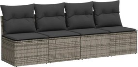 vidaXL 4 személyes szürke polyrattan kerti kanapé párnával