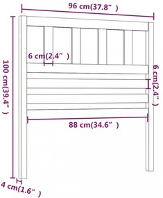 szürke tömör fenyőfa ágyfejtámla 96 x 4 x 100 cm