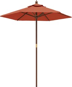 vidaXL terrakotta színű kerti napernyő fa rúddal 196 x 231 cm