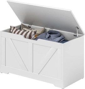 HOMCOM 100 L-es hálószobai tároló láda biztonsági zsanérral, előszobába, nappaliba 80x40x45 cm Fehér | Aosom