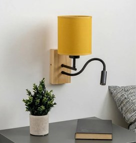 BRILAGI - LED fali lámpa NUBILA WOOD 1xE27/25W/230V + LED/3W tölgy/fekete/sárga