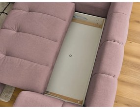 Rózsaszín kinyitható-tárolóhelyes sarokkanapé (bal oldali-L alakú) Fuji – Bobochic Paris