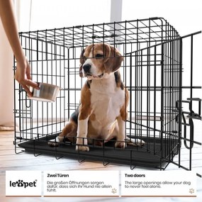 Leopet® Összecsukható kutyaketrec 107x 69x 75,5 cm XL fekete