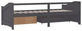 szürke 3 személyes tömör fenyőfa kanapéágy fiókokkal 90x200 cm