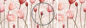 Kép - rózsaszín tulipán (órával) (90x30 cm)