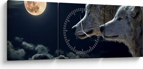 Farkas üvöltés a holdra képe (órával) (90x30 cm)
