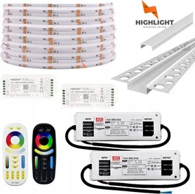 30m Homlokzati szett Led szalag Cob Rgb+cct 16W 24V IP65 Profil Ezüst