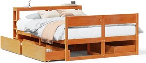 vidaXL viaszbarna tömör fenyőfa ágy matrac nélkül 135 x 190 cm