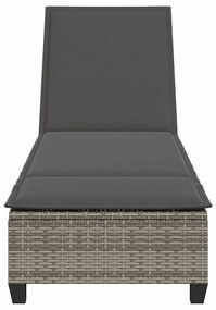 szürke polyrattan napozóágy párnákkal 55x200x25,5 cm