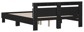 fekete ágykeret fejtámlával és LED-del 140 x 190 cm