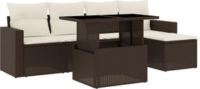 vidaXL 6 részes barna polyrattan kerti ülőgarnitúra párnával